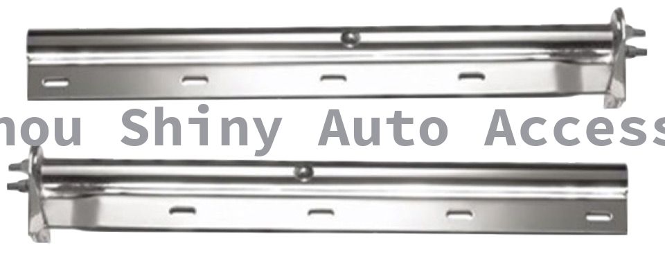 Chrome Straight Spring-Loaded Mud Flap Hanger, Round Tube Style