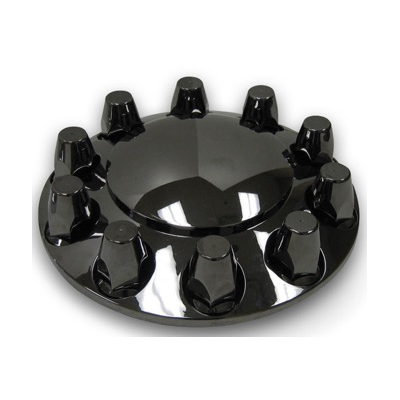 Black Chrome ABS Plastic Front Axle Cover Kit With Removable Center Cap & 33mm Threaded Nut Covers
